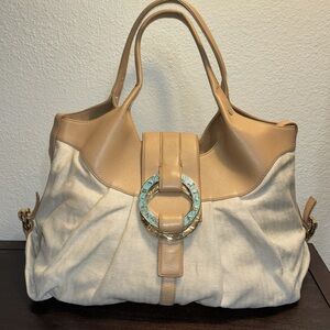 BVLGARI Chandra linen handbag